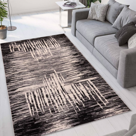 Szaro-czarny dywan z nowoczesnym wozrem, krotki włos Milano GRI007