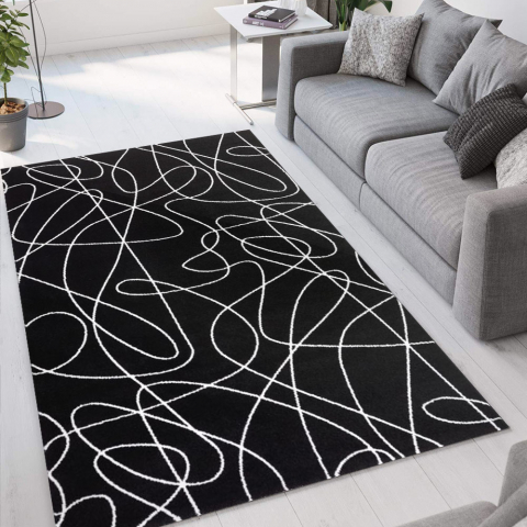 Czarno-biały dywan w nowoczesnym stylu, krótki włos Milano NER001 Promocja