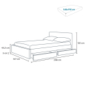 Dwusobowe łóżko ze schowkami i światłami LED 160x190 cm Geneva King 