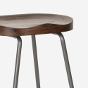 Stalowy stołek kuchenny lub barowy z drewnianym siedziskiem Carbon Cechy
