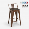 Stalowy stolek barowy z oparciem oraz drewnianym siedziskiem Steel Wood Top Rabaty