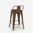 Stalowy stolek barowy z oparciem oraz drewnianym siedziskiem Steel Wood Top 