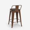 Stalowy stolek barowy z oparciem oraz drewnianym siedziskiem Steel Wood Top 