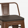 Stalowy stolek barowy z oparciem oraz drewnianym siedziskiem Steel Wood Top 