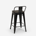 Stalowy stolek barowy z oparciem oraz drewnianym siedziskiem Steel Wood Top 