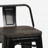 Stalowy stolek barowy z oparciem oraz drewnianym siedziskiem Steel Wood Top 