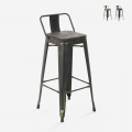 stołek barowy z oparciem i drewnianym siedziskiem Lix brush top Promocja