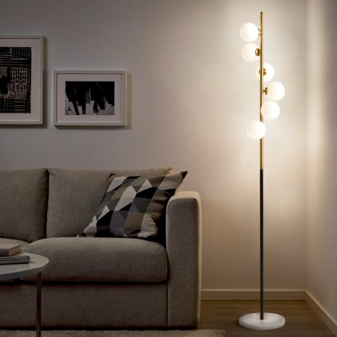 Lampa podłogowa LED z kloszami oraz marmurową podstawą Alibreo Promocja