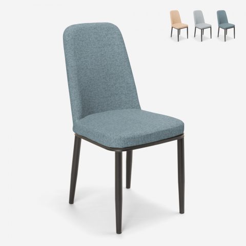 Materiałowe krzesło kuchenne z metalowymi nogami Davos Dark