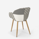 Drewniane krzesło z podłokietnikami patchwork do studia lub salonu Finch 
