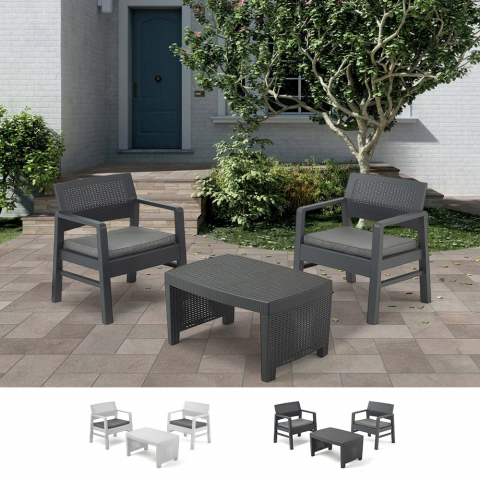 Zestaw mebli ogrodowych stolik oraz 2 krzesła z poduszkami Progarden Tambo Promocja