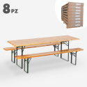 8 szt Drewniany zestaw mebli ogrodowych stoły oraz ławki 220x80 Oletan Sprzedaż
