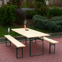 8 szt Drewniany zestaw mebli ogrodowych stoły oraz ławki 220x80 Oletan Rabaty