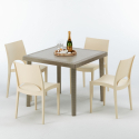 Stół kwadratowy beżowy 90x90 cm z 4 krzesłami Elegance Promocja