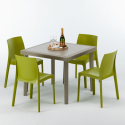 Stół kwadratowy beżowy 90x90 cm z 4 krzesłami Elegance 