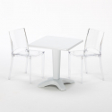 Kwadratowy stolik 70x70 Cm i 2 przezroczyste kolorowe krzesła Caffè 