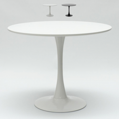czarno-biały okrągły stolik do baru lub salonu 80cm Tulipan Promocja
