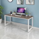 Białe metalowe biurko z drewnianym blatem 120x60 cm, prostokątne Bridgeblack 120 Sprzedaż