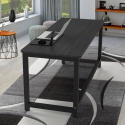 Czarne metalowe biurko z drewnianym blatem 160x70 cm Bridgeblack 160 