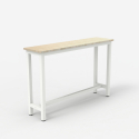 Biały metalowy stolik z drewnianym blatem 120x40 cm Welcome Light Model