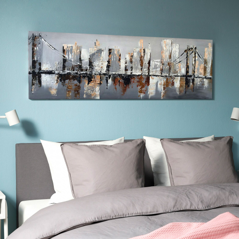 Ręcznie malowany obraz na płótnie 140x45 cm Brooklyn Bridge Promocja
