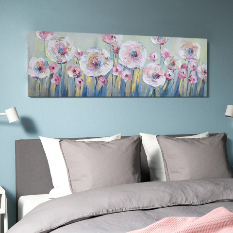 Ręcznie malowany obraz na płótnie 140x45 cm Unconventional Poppies