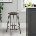 Wysoki stalowy stołek kuchenny z drewnianym siedziskiem Carbon Top Katalog