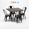 Zestaw mebli do jadalni stół z drewnianym blatem + 4 metalowe krzesła Pigalle Koszt