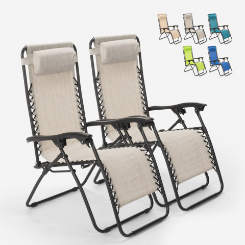 2szt rozkładane krzesło ogrodowe z poduszką Emily Zero Gravity Promocja