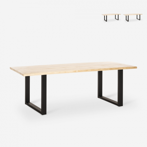 Metalowy stół do jadalni z drewnianym blatem, prostokątny 200x80 Cm Rajasthan 200