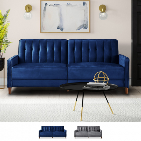 2 osobowa sofa rozkładana clic clac velvet fabric classic design Fluffy