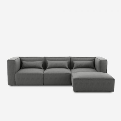 Nowoczesna modułowa sofa 3 osobowa z tkaniny z pufą Solv Promocja