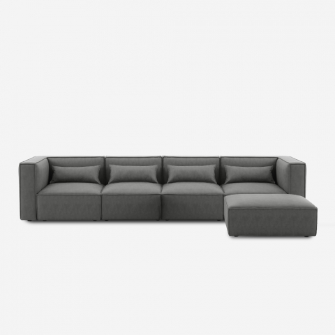 4-osobowa modułowa nowoczesna sofa z tkaniny z pufą Solv Promocja