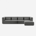 4-osobowa modułowa nowoczesna sofa z tkaniny z pufą Solv Promocja