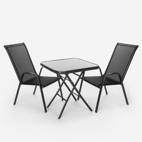Zestaw ogrodowy na zewnątrz 2 nowoczesne krzesła 1 składany kwadratowy stół Tuica