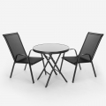 Zestaw ogrodowy 2 nowoczesne krzesła 1 składany okrągły stół Kumis Promocja