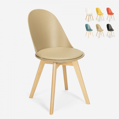 Skandynawskie drewniane krzesło z poduszką Bib Nordica Promocja
