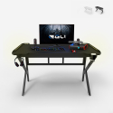 Biurko gamingowe 120x60cm uchwyt na picie i słuchawki Sportbot 120 LED Promocja