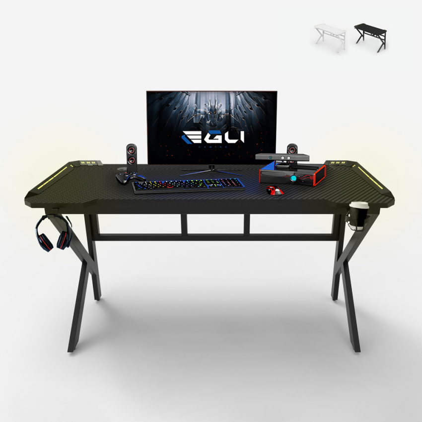 Biurko gamingowe 160x60cm uchwyt na picie i słuchawki Sportbot 160 LED Model Biurko gamingowe 160x60cm uchwyt na picie i słuchawki Sportbot 160 LED Model