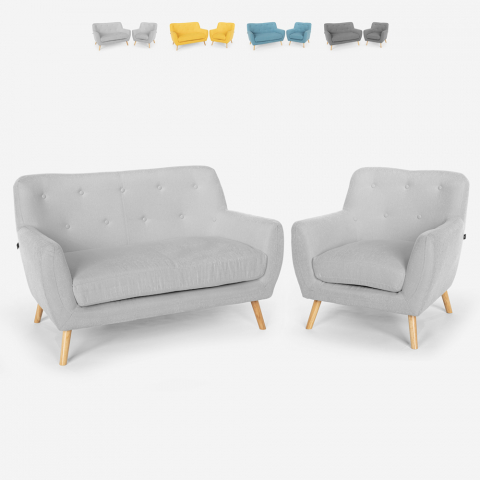 Fotel do salonu i 2 osobowa sofa skandynawski design Algot Promocja