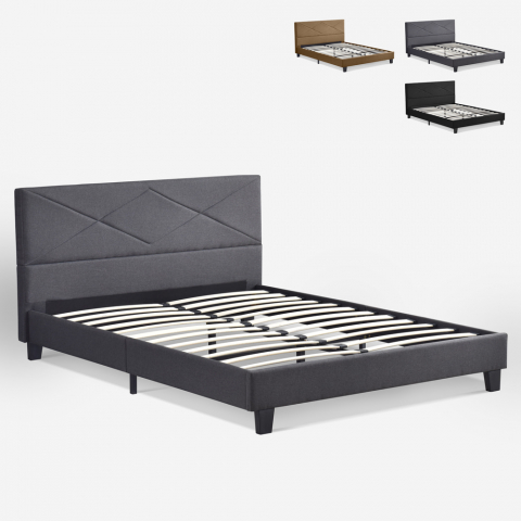 Podwójne łóżko z tkaniny z podstawą z listew Vevey 160x190cm