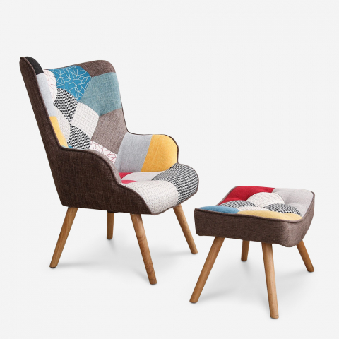 Fotel uszak z podnózkiem nowoczesny design Patchy Plus