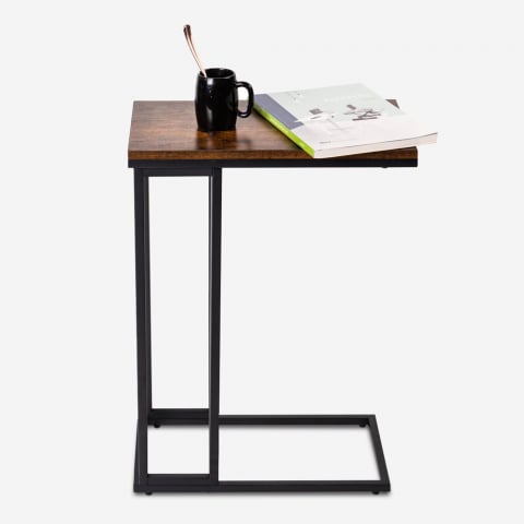 Arklys nowoczesny metalowo-drewniany stolik kawowy 40x25cm
