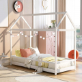 Łóżeczko Montessori dla dzieci drewniany domek 80x160cm Husty Promocja