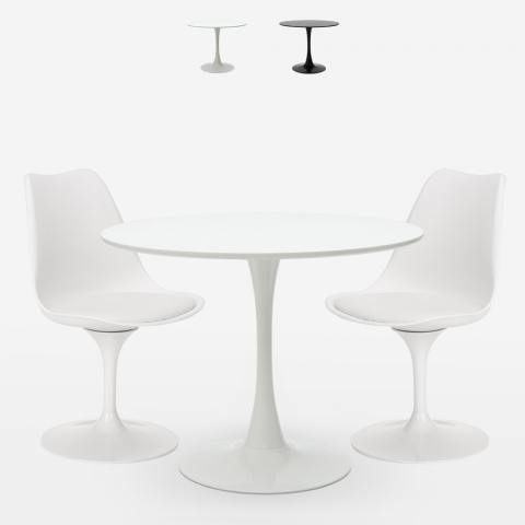 Zestaw stół 70cm design Tulip i 2 krzesła nowoczesny styl Iris