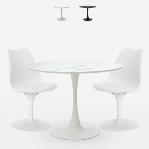 Zestaw stół 80 cm design Tulip i 2 krzesła Rich