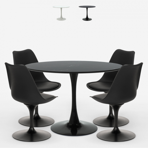 Zestaw stół 120 cm Tulip i 4 nowoczesne krzesła Paix