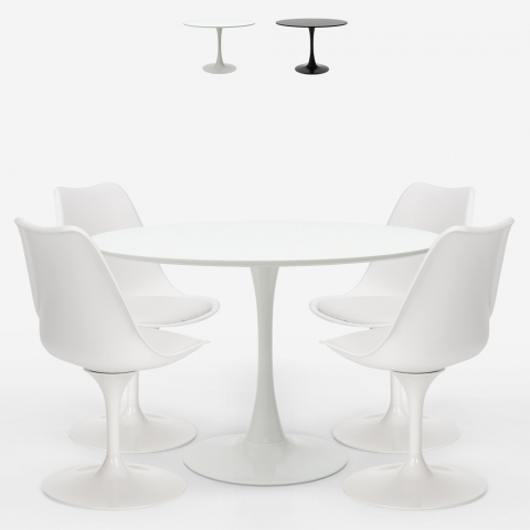 Zestaw stół 120cm design Tulip i 4 krzesła Margot