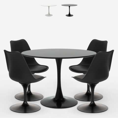 zestaw stoł 100cm i 4 krzesła Tulipan nowoczesny styl ross Promocja