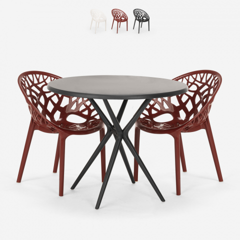 Zestaw stół 80cm i 2 krzesła Maze Black design